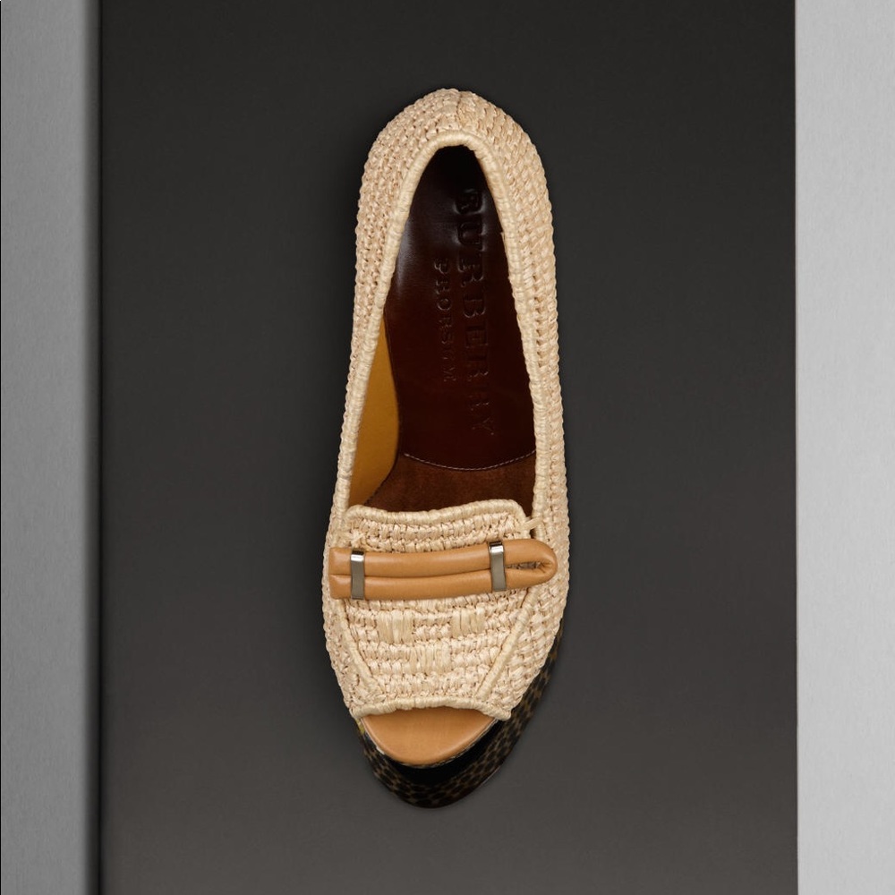 Burberry Prorsum Woven Raffia Wedge Heels